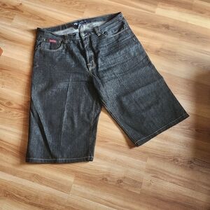 VTG Drunknmunky Denim Jean Shorts Men 40 Baggy Skater Y2K Streetwear Embroidered